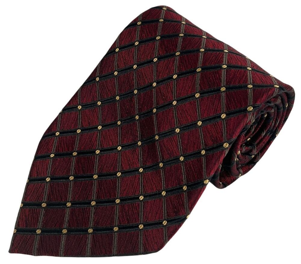 Dani Moda Maschile Burgundy Windowpane Check Grid Silk Necktie China 59x4